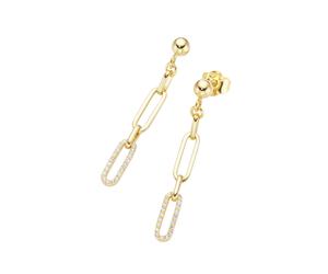 Paar Ohrstecker LUIGI MERANO "längliche Glieder als Behang, Zirkonia Steine, Gold 375", gold, Ohrringe, Damen, Gelbgold 375 (53047365-0) gold