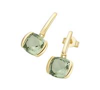 Paar Ohrstecker LUIGI MERANO "mit quadrat. / abgerundeten Edelstein Behang, Gold 375", grün, Ohrringe, Damen, Gelbgold 375 (91521207-0) grün
