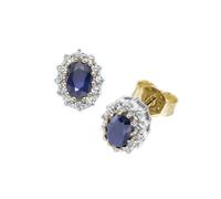 Paar Ohrstecker LUIGI MERANO "mit Saphir und Zirkonia, Gold 375", blau, Ohrringe, Damen, Gelbgold 375 (43949652-0) blau