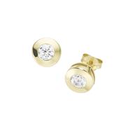 Paar Ohrstecker LUIGI MERANO "runde Form mit Zirkonia, Gold 375", weiß, Ohrringe, Damen, Gelbgold 375 (11448242-0) weiß