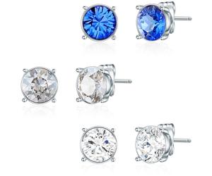 Paar Ohrstecker LULU & JANE "Set: AV113", silber, weiß, Ohrringe, Damen, 7,3,mit Steinen, verziert mit Kristallen von Swarovski (49866767-0) silber, weiß