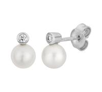 Paar Ohrstecker LYOMI "585/- Weißgold Perle 2 synth. Diam. 0,06ct.", weiß, weiß, Ohrringe, Damen, one-size, 0,06 VS = sehr kleine Einschlüsse, Gold, Paar Ohrstecker (67606531-0)