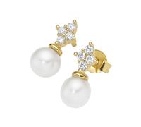 Paar Ohrstecker "mit Süßwasser-Perlen und Zirkonia, Silber 925", gold, GIORGIO MARTELLO MILANO, Ohrringe, Damen, Silber 925 (Sterlingsilber) (84629500-0) gold