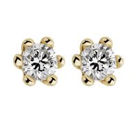 Paar Ohrstecker OROLINO "Gold 585 mit 2 echten Brillanten zus. 0,10ct.", gelb (gelb, weiß), Ohrringe, Damen, one-size, 0,1 SI = kleine Einschlüsse, Gold (872050-0) gelb, weiß