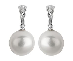 Paar Ohrstecker OROLINO "Gold 585 mit 2 weißen Perlen und 12 Brillanten zus. 0,07ct.", silber (silbergrau, weiß), Ohrringe, Damen, one-size, 0,07 SI = kleine Einschlüsse, Gold (49077557-0) silbergrau,