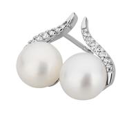 Paar Ohrstecker OROLINO "Gold 585 mit 2 weißen Perlen und 14x Brillant zus. 0,08ct.", weiß (weiß, weiß), Ohrringe, Damen, one-size, 0,08 SI = kleine Einschlüsse, Gold (78926705-0) weiß, weiß