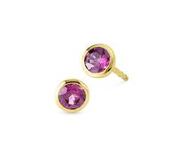 Paar Ohrstecker OROLINO "Gold 585 mit 2x Pink Rhodolith", gelb (gelb, pink), Ohrringe, Damen, one-size, Gold (11277937-0) gelb, pink