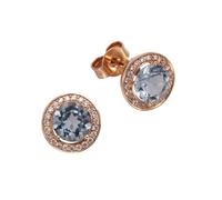 Paar Ohrstecker OROLINO "Gold 585 rosé mit 46x Brillant zus. 0,14ct. und Blautopas (beh.)", rot (rot, braun), Ohrringe, Damen, one-size, 0,18, Gold, Paar Ohrstecker (48877904-0)