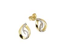 Ohrstecker 585/- Gelb- + Weißgold Brillanten 585/- Gold Brillant weiß 1,2cm Glänzend 0,06ct Orolino mehrfarbig 001 (Artikelnummer: 3R281/40X001)