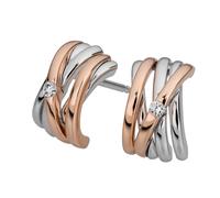 Paar Ohrstecker OROLINO "Gold 585 zweifarbig mit 2 echten Brillanten zus. 0,04ct.", bunt (mehrfarbig, weiß), Ohrringe, Damen, one-size, 0,04 SI = kleine Einschlüsse, Gold (84721016-0) mehrfarbig, weiß