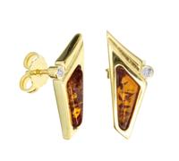 Paar Ohrstecker OSTSEE-SCHMUCK "- Agneta - Gold 333/000 - Bernstein/Zirk." Gr. 20, gold (gold 333, goldfarben, gelb), Ohrringe, Damen, Gelbgold 333 (30847369-20) gold 333, goldfarben, gelb