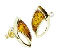 Paar Ohrstecker OSTSEE-SCHMUCK "- Antonia - Gold 333/000 - Bernstein/Zirk." Gr. 19, gold (gold 333, goldfarben, gelb), Ohrringe, Damen, Gelbgold 333 (97248245-19) gold 333, goldfarben, gelb