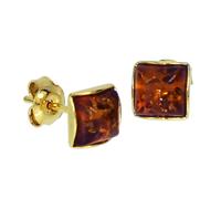 Paar Ohrstecker OSTSEE-SCHMUCK "- Classic 6 x 6 mm - Silber 925/000, vergoldet - Bernstein" Gr. 7, gold (goldfarben, gelb), Ohrringe, Damen, Silber 925 (Sterlingsilber) (48398667-7) goldfarben, gelb