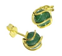 Paar Ohrstecker OSTSEE-SCHMUCK "- Goldkäfig - Gold 333/000 - Malachit" Gr. 7,5, gold (gold 333, goldfarben, gelb), Ohrringe, Damen, Gelbgold 333 (74980057-7,5) gold 333, goldfarben, gelb