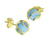 Paar Ohrstecker OSTSEE-SCHMUCK "- Goldkäfig - Gold 333/000 - rek. Türkis" Gr. 7,5, gold (gold 333, goldfarben, gelb), Ohrringe, Damen, Gelbgold 333 (61248569-7,5) gold 333, goldfarben, gelb