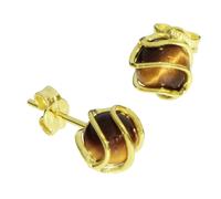 Paar Ohrstecker OSTSEE-SCHMUCK "- Goldkäfig - Gold 333/000 - Tigerauge" Gr. 7,5, gold (gold 333, goldfarben, gelb), Ohrringe, Damen, Gelbgold 333 (62336147-7,5) gold 333, goldfarben, gelb