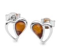 Paar Ohrstecker OSTSEE-SCHMUCK "- Herz - Silber 925/000 - Bernstein" Gr. 10, silber (silber 925, silberfarben, weiß), Ohrringe, Damen, Silber 925 (Sterlingsilber) (63343619-10) silber 925, silberfarbe