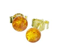 Ohrstecker - Klassisch 6 mm - Gold 585/000 - Bernstein