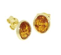 Paar Ohrstecker OSTSEE-SCHMUCK "Ostsee-Schmuck Ohrstecker Classic 8 x 6 mm", gelb, Ohrringe, Damen, 10 x 8mm, Silber 925 (Sterlingsilber) (66516102-0) gelb