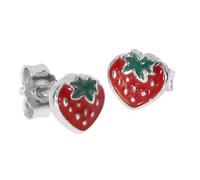Paar Ohrstecker OSTSEE-SCHMUCK "Ostsee-Schmuck Ohrstecker Erdbeere Ohrstecker Erdbeere", rot, Ohrringe, Damen, 6 x 6mm, Silber 925 (Sterlingsilber) (58000827-0) rot