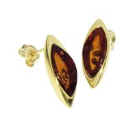 Ohrstecker - Tonje - Silber 925/000, vergoldet - Bernstein