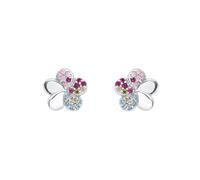 Paar Ohrstecker PRINZESSIN LILLIFEE "Blüten", bunt (silberfarben, pink, rosa, blau, grün, pink, rosa, blau, grün), Ohrringe, Mädchen, Silber 925 (Sterlingsilber), mit Zirkonia (synth.) (33125701-0) si