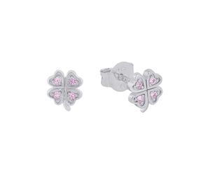 Paar Ohrstecker PRINZESSIN LILLIFEE "Kleeblatt", rosa (silberfarben, rosa, rosa), Ohrringe, Mädchen, Silber 925 (Sterlingsilber), mit Zirkonia (synth.) (35843244-0) silberfarben, rosa, rosa