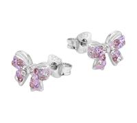 Paar Ohrstecker PRINZESSIN LILLIFEE "Schleife", rosa, Ohrringe, Kinder, Silber 925 (Sterlingsilber), mit Zirkonia (synth.) (41828808-0) rosa