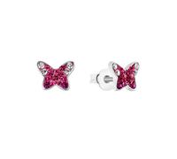 Paar Ohrstecker PRINZESSIN LILLIFEE "Schmetterling", pink (silberfarben, pink, weiß, rosa, pink, weiß, rosa), Ohrringe, Mädchen, Silber 925 (Sterlingsilber), mit Preciosa Crystal (17203606-0) silberfa