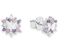 Paar Ohrstecker PRINZESSIN LILLIFEE "Schmetterling", rosa (silber, 925, rosa, flieder, weiß, flieder, rosa), Ohrringe, Mädchen, Silber 925 (Sterlingsilber), mit Zirkonia (synth.) (108081-0) silber, 92