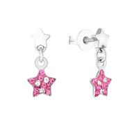 Paar Ohrstecker PRINZESSIN LILLIFEE "Shining Star", weiß (silberfarben, rosa, kristallweiß, rosa, kristallweiß), Ohrringe, Mädchen, Silber 925 (Sterlingsilber), mit Preciosa Crystal (87444105-0) silbe