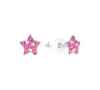Paar Ohrstecker PRINZESSIN LILLIFEE "Shining Star", weiß (silberfarben, rosa, kristallweiß, rosa, kristallweiß), Ohrringe, Jungen, Silber 925 (Sterlingsilber), mit Preciosa Crystal (73428611-0) silber
