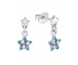 Paar Ohrstecker PRINZESSIN LILLIFEE "Stern", bunt (blau, rosa, silber, 925, weiß, blau, rosa, weiß), Ohrringe, Mädchen, Silber 925 (Sterlingsilber), mit Kristallstein (737582-0) blau, rosa, silber, 92