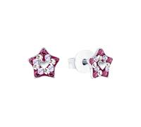 Paar Ohrstecker PRINZESSIN LILLIFEE "Stern mit Herz", pink (silberfarben, kristallweiß, kristallweiß), Ohrringe, Damen, Silber 925 (Sterlingsilber), Paar Ohrstecker, mit Preciosa Crystal (59437944-0)