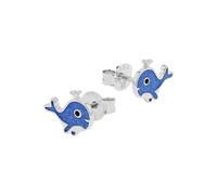 Paar Ohrstecker PRINZESSIN LILLIFEE "Wal-Motiv", silberfarben, blau, schwarz, schwarz, Ohrringe, Mädchen, Silber 925 (Sterlingsilber), mit Zirkonia (synth.) - Emaille (78775155-0) silberfarben, blau, 