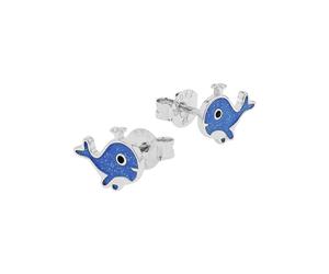 Paar Ohrstecker PRINZESSIN LILLIFEE "Wal-Motiv", silberfarben, blau, schwarz, schwarz, Ohrringe, Mädchen, Silber 925 (Sterlingsilber), mit Zirkonia (synth.) - Emaille (78775155-0) silberfarben, blau,