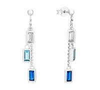 Paar Ohrstecker S.OLIVER "2031452", silber (silberfarben, blau, weiß, blau, weiß), Ohrringe, Damen, Silber 925 (Sterlingsilber), mit Zirkonia (synth.) (88002344-0) silberfarben, blau, weiß, blau, weiß