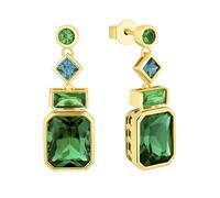 Paar Ohrstecker S.OLIVER "2036878", grün (gelbgoldfarben, grün, türkis, grün, türkis), Ohrringe, Damen, Silber 925 (Sterlingsilber), mit Zirkonia (synth.) (40680918-0) gelbgoldfarben, grün, türkis, gr