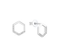 Paar Ohrstecker S.OLIVER "Hexagon", bunt (silberfarben, weiß, kristallweiß), Ohrringe, Damen, Silber 925 (Sterlingsilber), mit Zirkonia (synth.) (39442501-0) silberfarben, weiß, kristallweiß