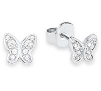 Paar Ohrstecker S.OLIVER JUNIOR "Schmetterling", silber (silber, 925, kristallweiß), Ohrringe, Mädchen, Silber 925 (Sterlingsilber), mit Zirkonia (synth.) (164696-0) silber, 925, kristallweiß