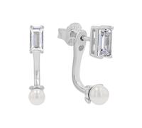 Paar Ohrstecker S.OLIVER "mit abnehmbaren Einhängern", bunt (silberfarben, weiß, weiß), Ohrringe, Damen, 3mm, Perlen Silber 925 (Sterlingsilber), Perlen, Silber 925 (Sterlingsilber), mit Zirkonia (syn