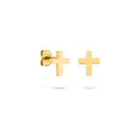 Paar Ohrstecker S.OLIVER "Modern Cross, Kreuz-Optik", gold (gelbgoldfarben), Ohrringe, Damen, Edelstahl (48463951-0) gelbgoldfarben