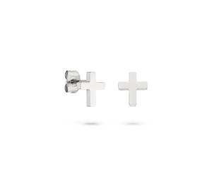 Paar Ohrstecker S.OLIVER "Modern Cross, Kreuz-Optik", silber (edelstahlfarben), Ohrringe, Damen, Edelstahl (73315459-0) edelstahlfarben