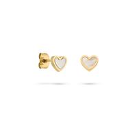 Paar Ohrstecker S.OLIVER "Pearl Heart, Herz", gold (gelbgoldfarben, weiß), Ohrringe, Damen, Edelstahl, mit Perlmutt (85788515-0) gelbgoldfarben, weiß