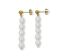 Paar Ohrstecker "Schmuck Geschenk Edelstahl Ohrschmuck Ohrringe Perlen", gelbgoldfarben, weiß, ANISTON JEWELRY & WATCHES, Ohrringe, Damen, Edelstahl Perlen, Edelstahl, Perlen, Made in Germany - mit Sü