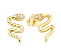 Paar Ohrstecker "Silberohrstecker Schlangen-Design gelbgoldfarben vergoldet", gelbgoldfarben, kristallweiß, kristallweiß, ANISTON JEWELRY & WATCHES, Ohrringe, Damen, Silber 925 (Sterlingsilber), mit Z