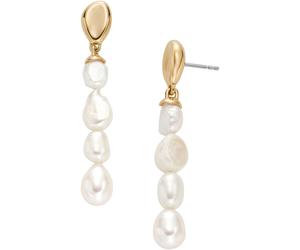 Paar Ohrstecker SKAGEN "Schmuck Geschenk Edelstahl Ohrringe AGNETHE PEARL", gold (gelbgoldfarben, weiß), Ohrringe, Damen, Edelstahl Perlen, Edelstahl, Perlen, mit Süßwasserzuchtperle (49024122-0) gelb