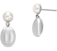 Paar Ohrstecker SKAGEN "Schmuck Geschenk Edelstahl Ohrringe AGNETHE PEARL PEBBLE", silber (edelstahlfarben, weiß), Ohrringe, Damen, Edelstahl Perlen, Edelstahl, Perlen, mit Süßwasserzuchtperle (469835