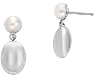 Paar Ohrstecker SKAGEN "Schmuck Geschenk Edelstahl Ohrringe AGNETHE PEARL PEBBLE", silber (edelstahlfarben, weiß), Ohrringe, Damen, Edelstahl Perlen, Edelstahl, Perlen, mit Süßwasserzuchtperle (469835