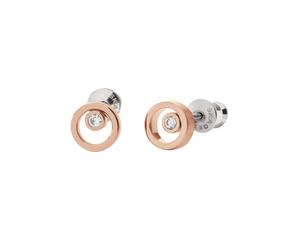 Paar Ohrstecker SKAGEN "Schmuck Geschenk Edelstahl Ohrringe ELIN", rosa (edelstahlfarben, roségoldfarben, kristallweiß, kristallweiß), Ohrringe, Damen, 8mm, Edelstahl, Ohrstecker, mit Zirkonia (synth.